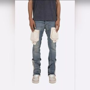 NWT Mnml D115 straight leg cargo pocket zip hem streetwear deconstructed jeans
